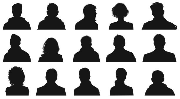 Silhouette of Human Head Faces front view